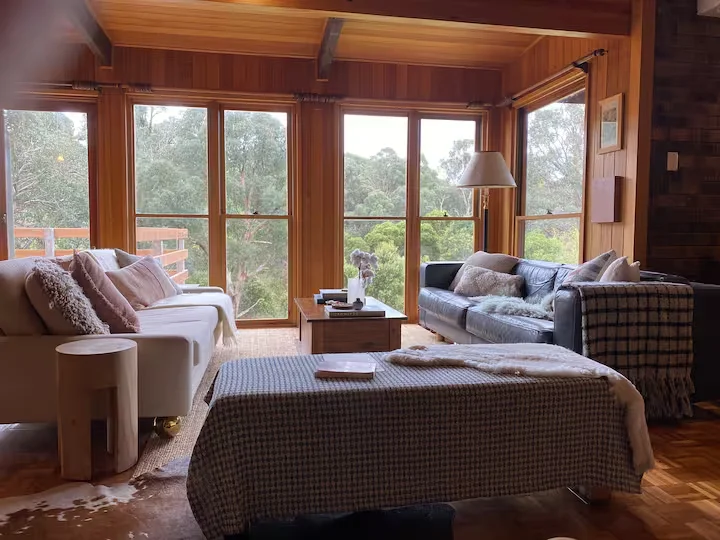 Living room with bush views